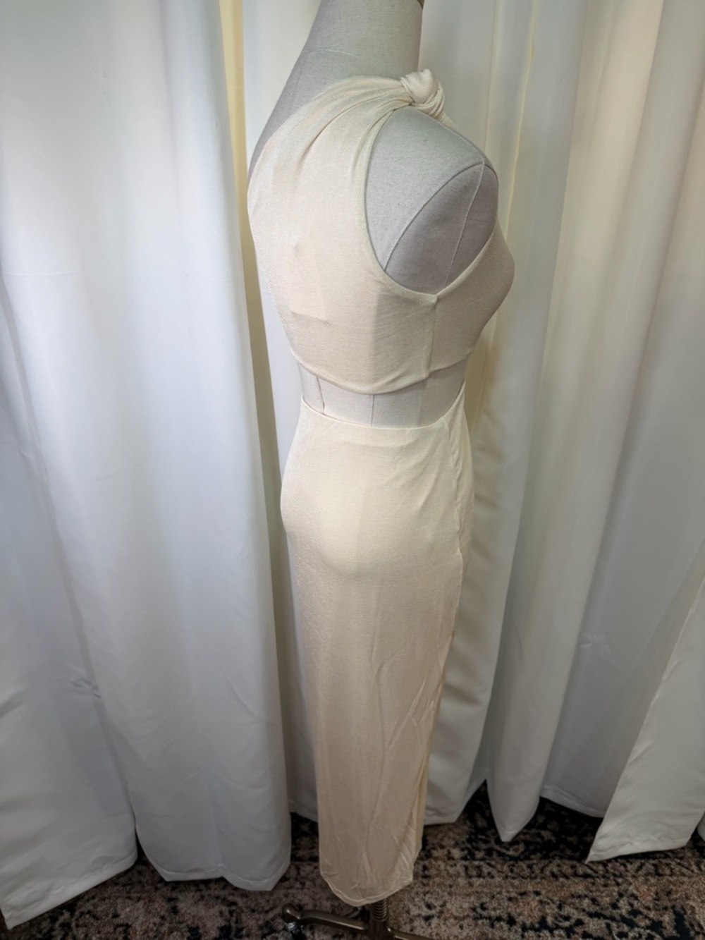 NWT MISHA ‘Arden’ Knotted One-Shoulder Midi Dress in “Pearl” / Cream Size 4 - Picture 14 of 16